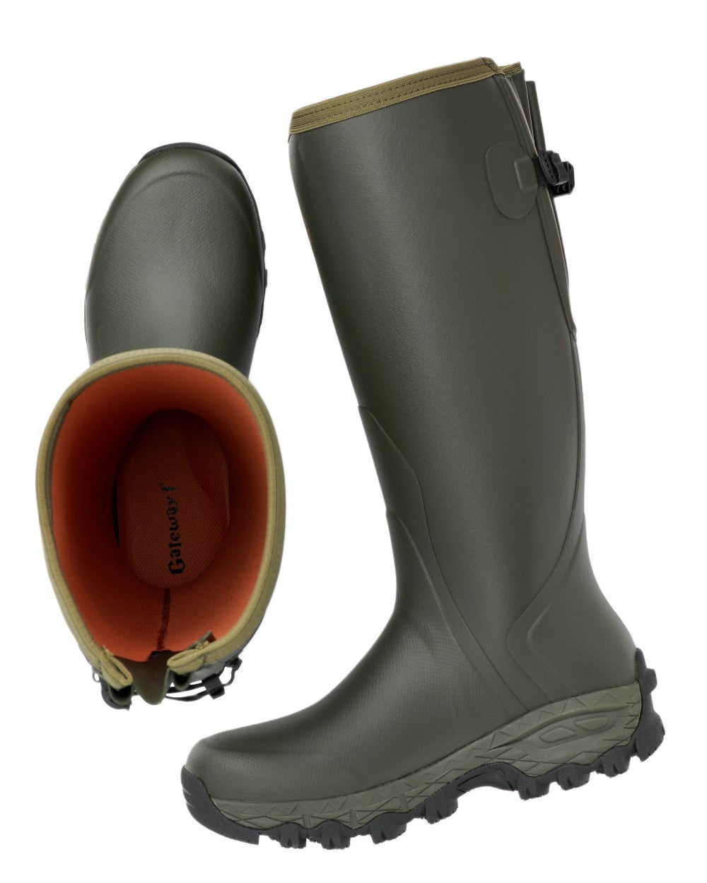 Dark Green Coloured Gateway1 Moor Country 18&quot; 3mm Wellingtons on white background 