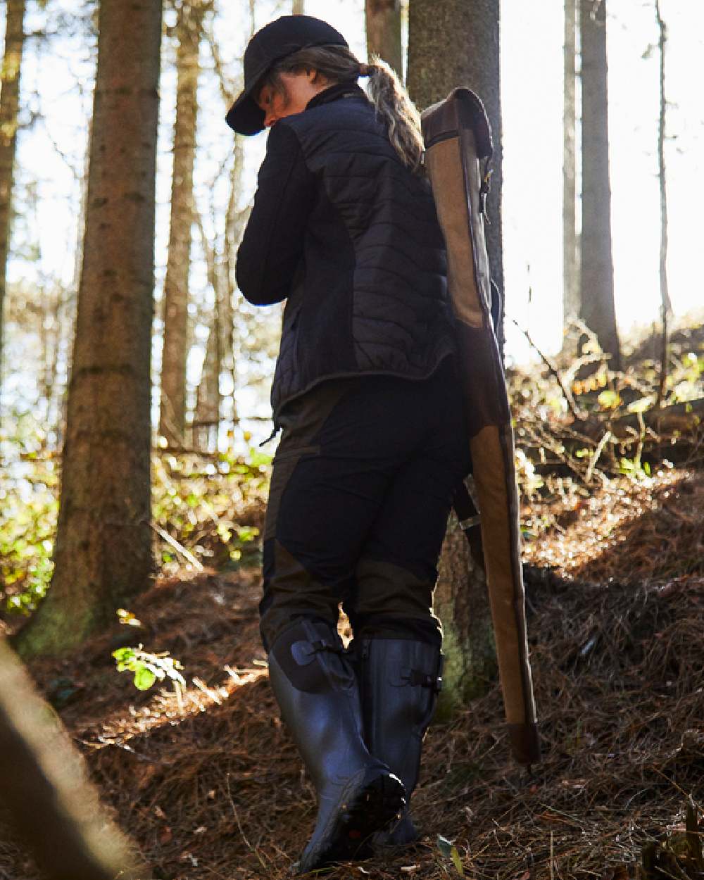 Dark Brown Coloured Gateway1 Moor Country Lady 17" 3mm Side-Zip Wellingtons on outdoor background 