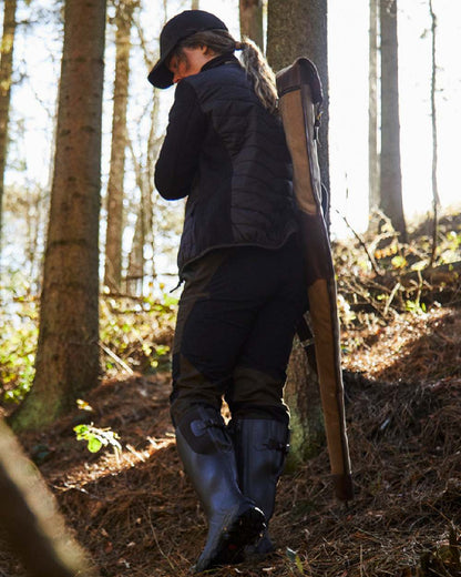 Dark Brown Coloured Gateway1 Moor Country Lady 17" 3mm Side-Zip Wellingtons on outdoor background 