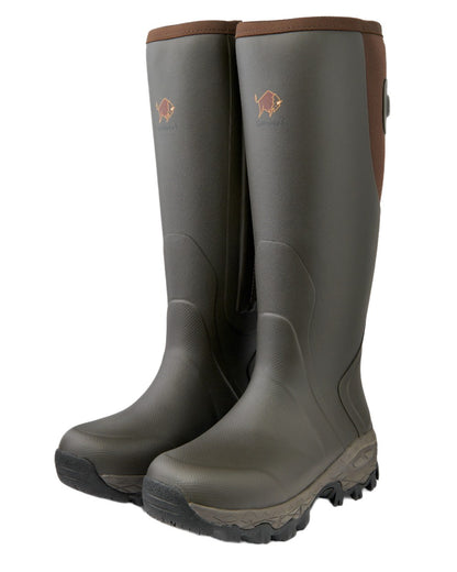 Dark Brown Coloured Gateway1 Moor Country Lady 17" 3mm Side-Zip Wellingtons on white background 