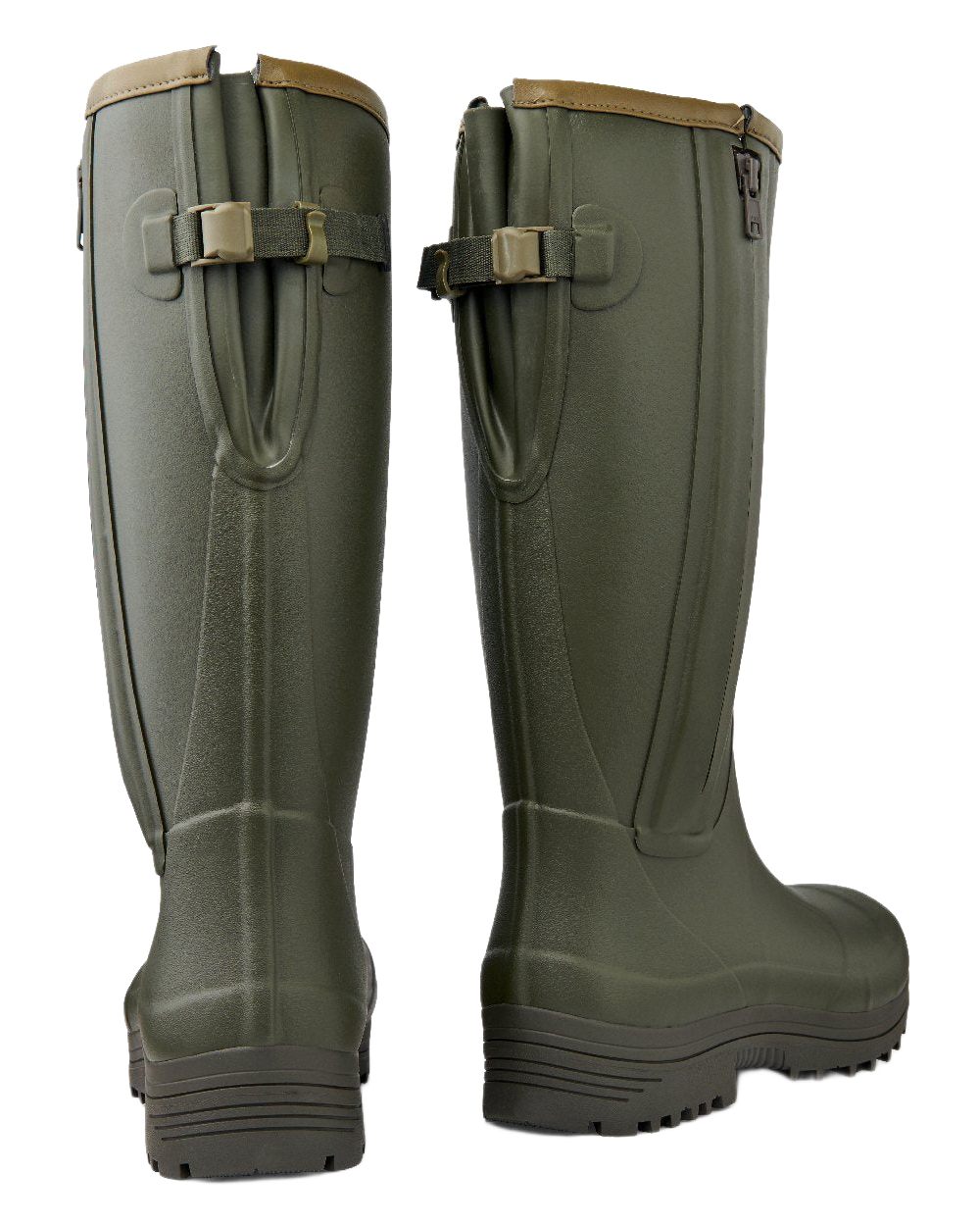 Dark Olive Coloured Gateway1 Pheasant Game Lady 17" 5mm Side-Zip Wellingtons on white background 