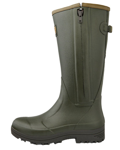 Dark Olive Coloured Gateway1 Pheasant Game Lady 17" 5mm Side-Zip Wellingtons on white background 