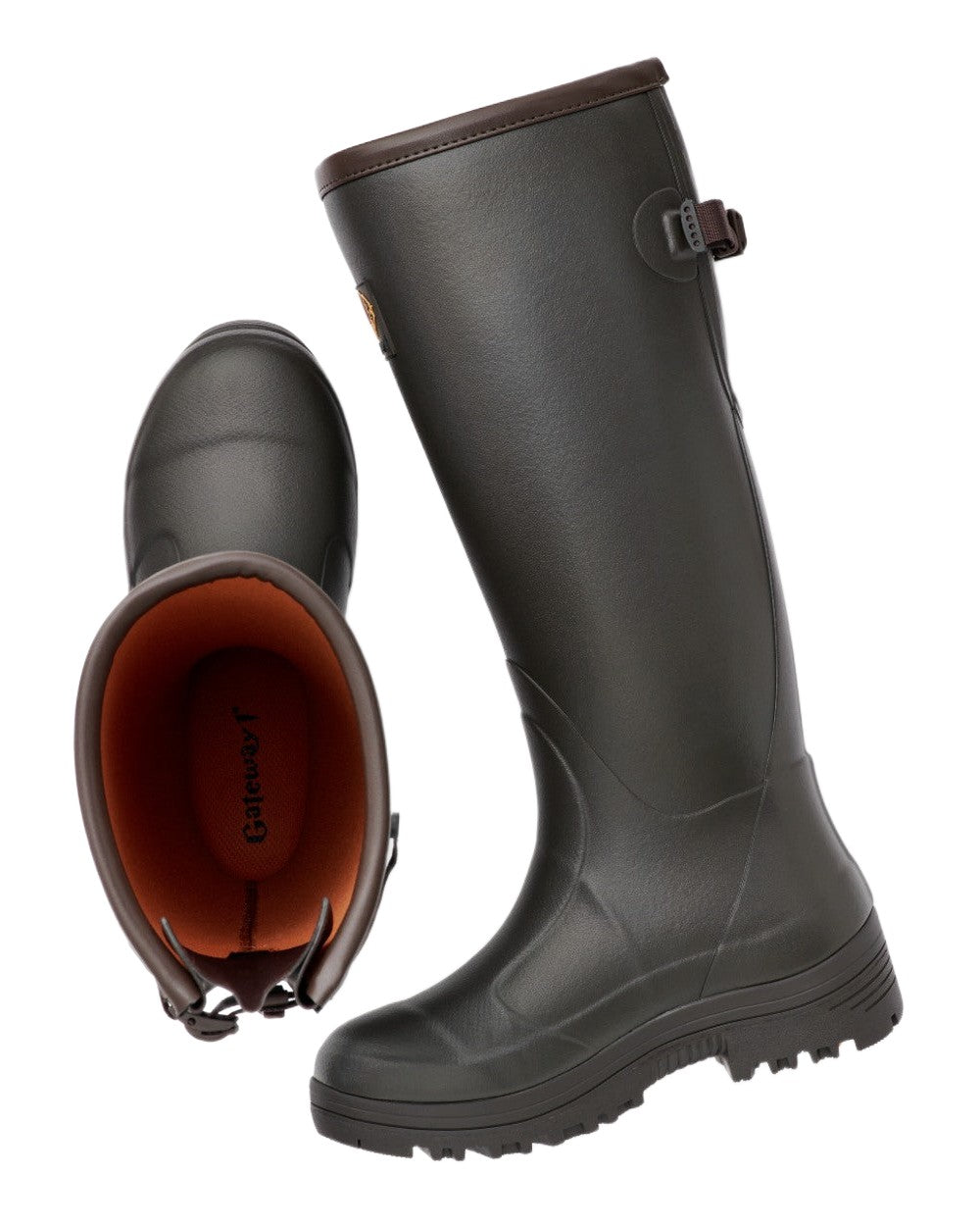 Dark Brown Coloured Gateway1 Pheasant Game Lady 17&quot; 5mm Wellingtons on white background 