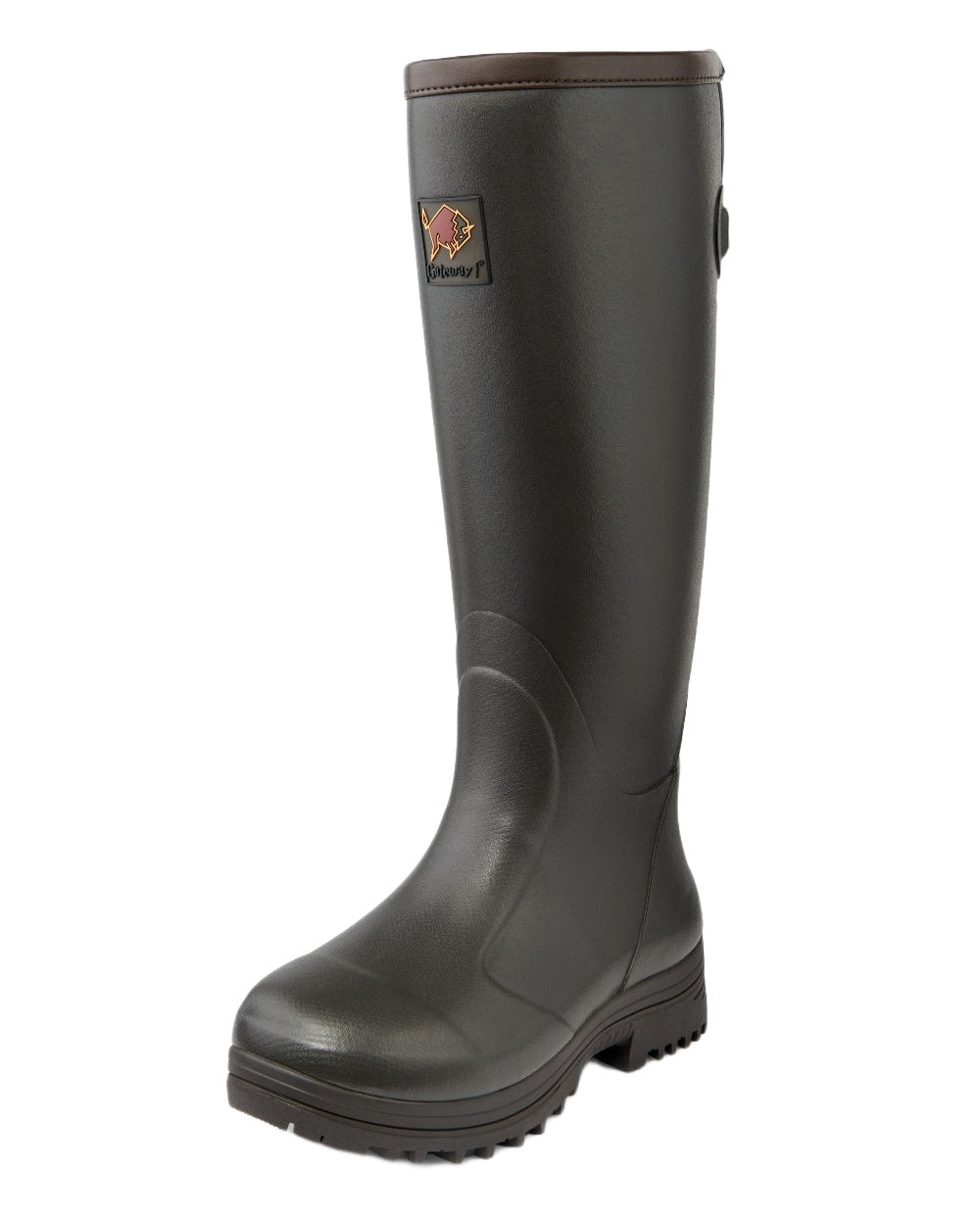 Dark Brown Coloured Gateway1 Pheasant Game Lady 17&quot; 5mm Wellingtons on white background 