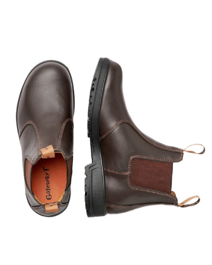 Coffee Coloured Gateway1 SD 6" Pull-on Chelsea Boots on white background 