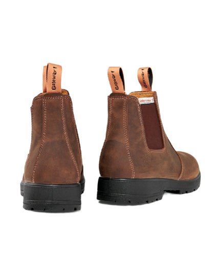 Dark Brown Coloured Gateway1 SD 6" Pull-on Chelsea Boots on white background 
