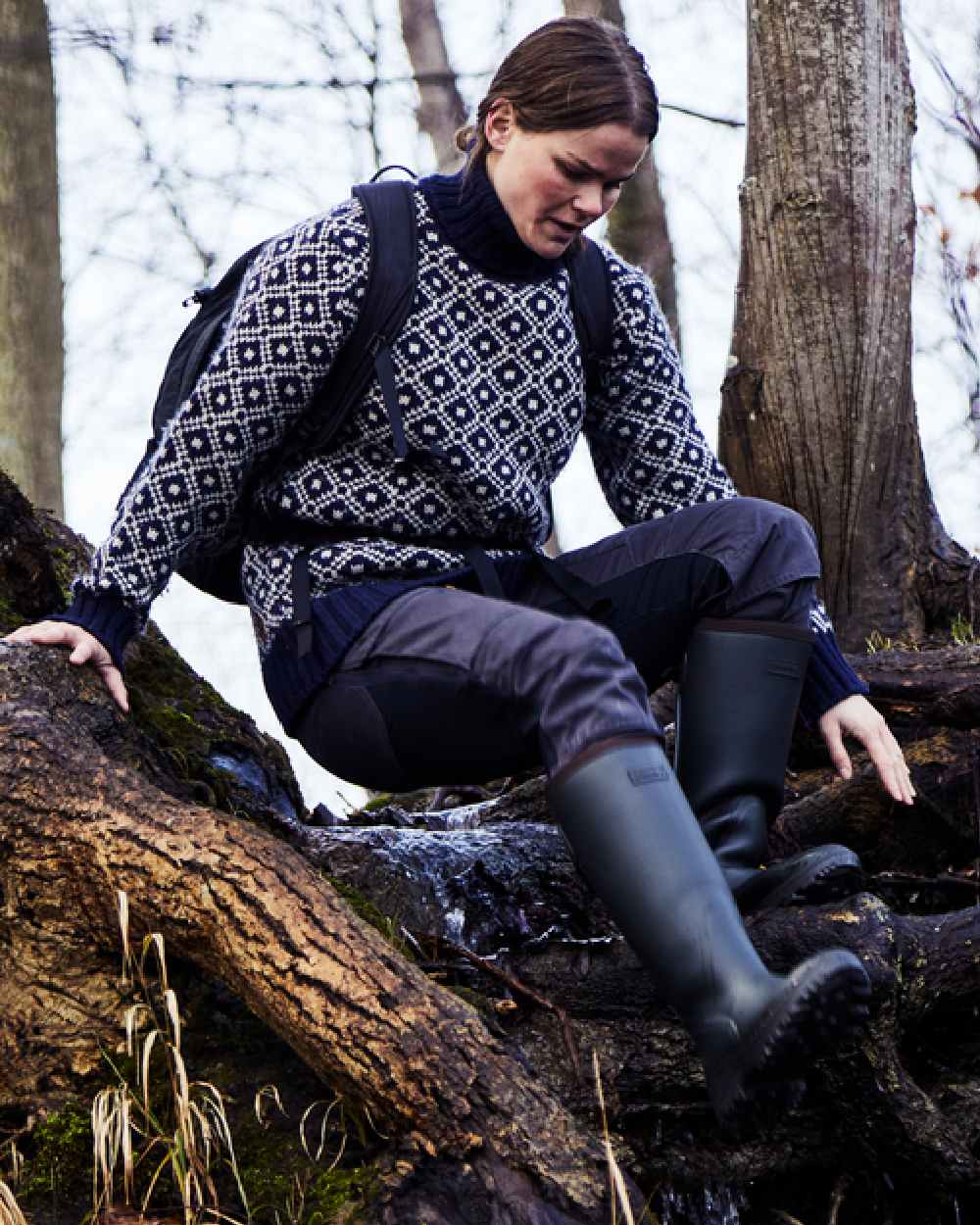 Khaki Coloured Gateway1 Sportsman II Lady 17" 4mm Wellingtons on outdoor background 