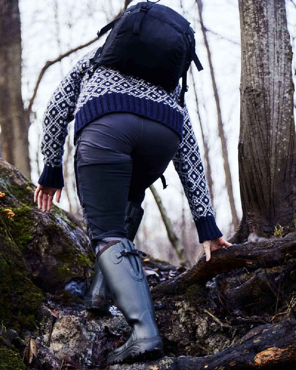 Khaki Coloured Gateway1 Sportsman II Lady 17" 4mm Wellingtons on outdoor background 