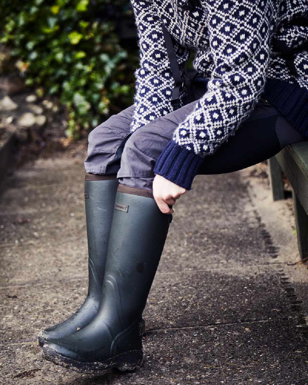 Khaki Coloured Gateway1 Sportsman II Lady 17" Wellingtons on outdoor background 