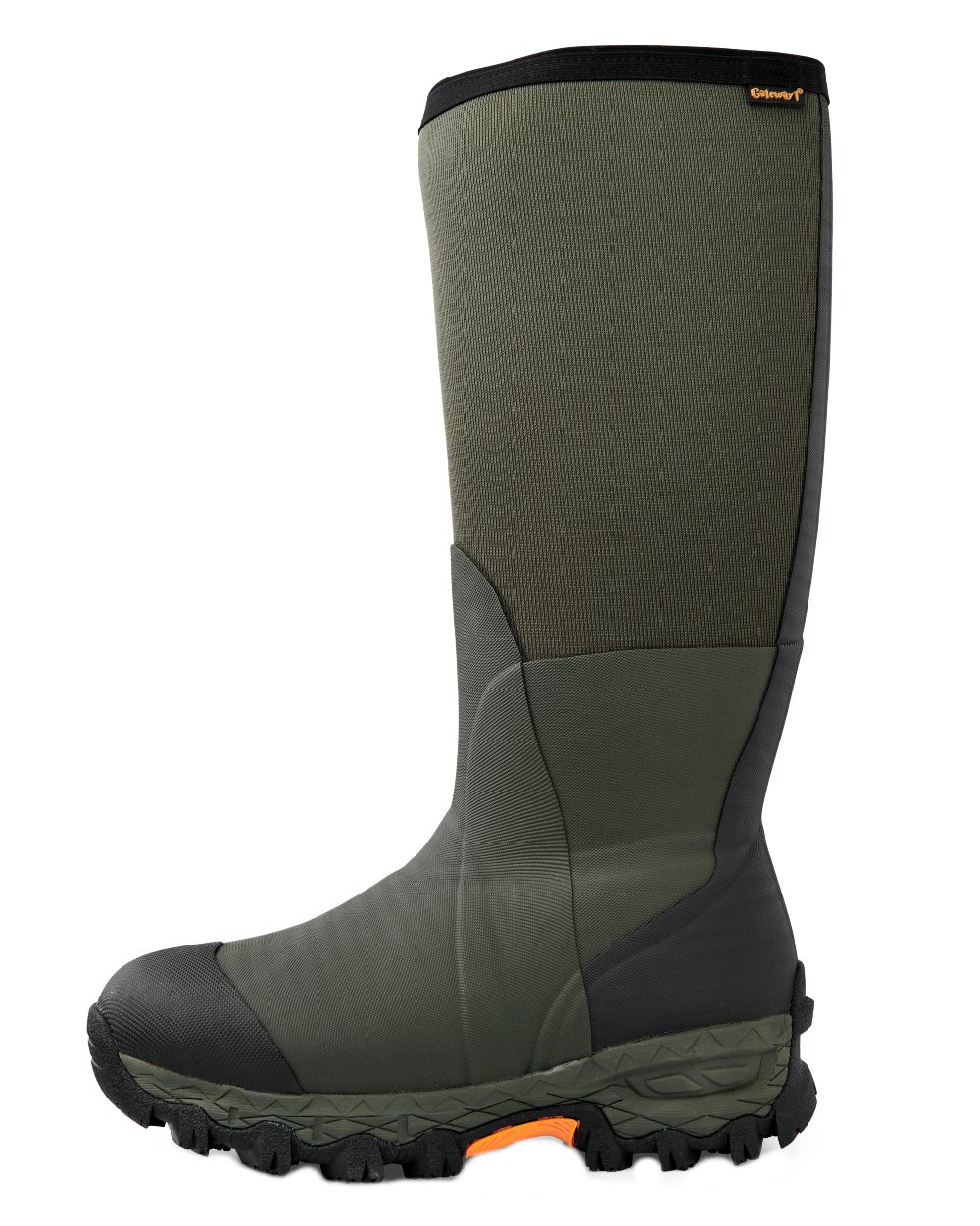 Dark Green Coloured Gateway1 Woodbeater 18&quot; 7mm Side Zip Wellingtons on white background 