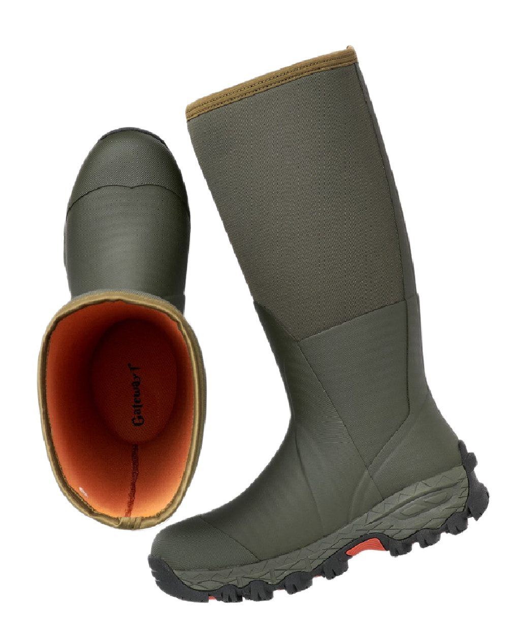 Dark Green Coloured Gateway1 Woodbeater 18&quot; 7mm Wellingtons on white background 