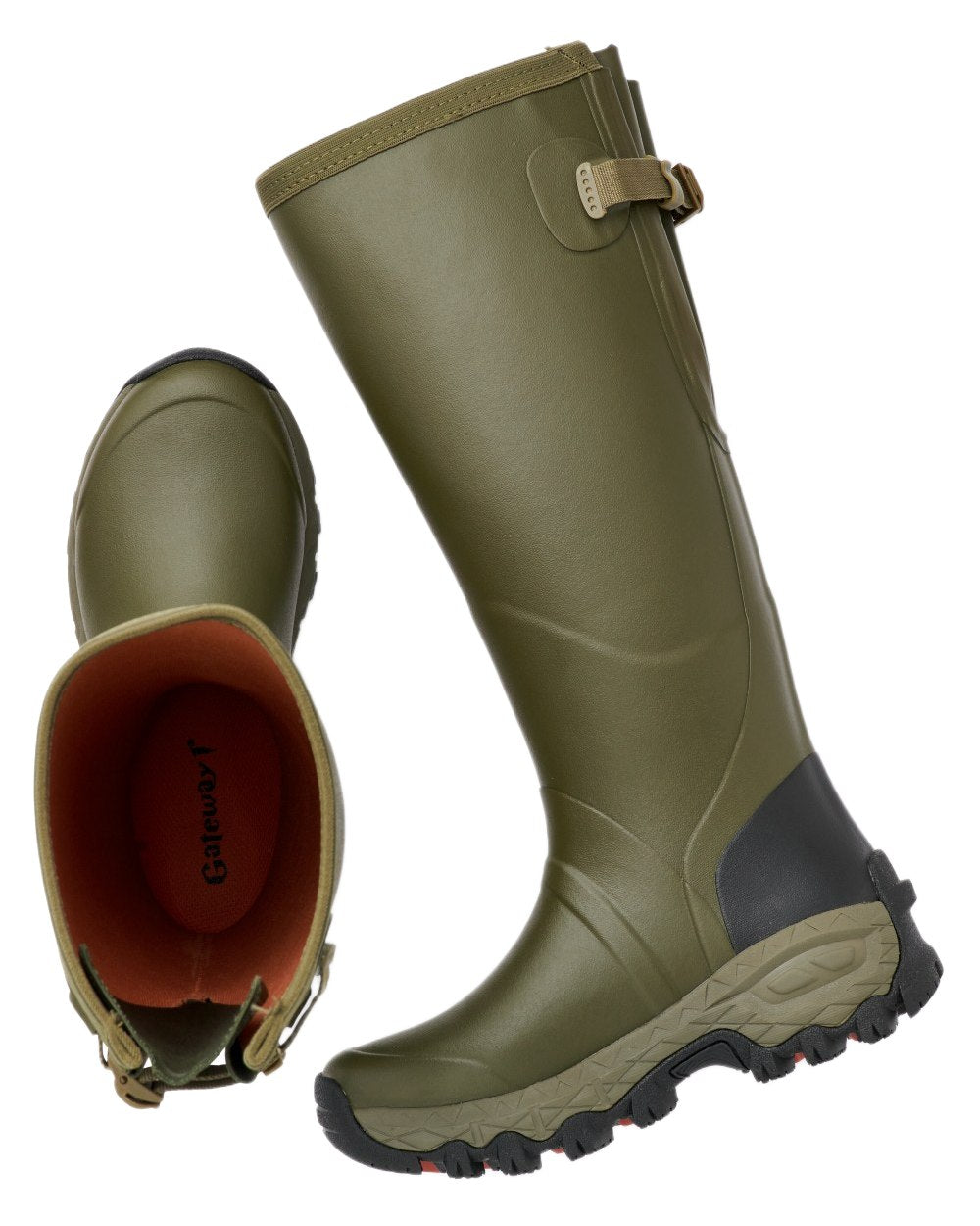 Olive Coloured Gateway1 Woodstalker Lady 17&quot; Wellingtons on white background 