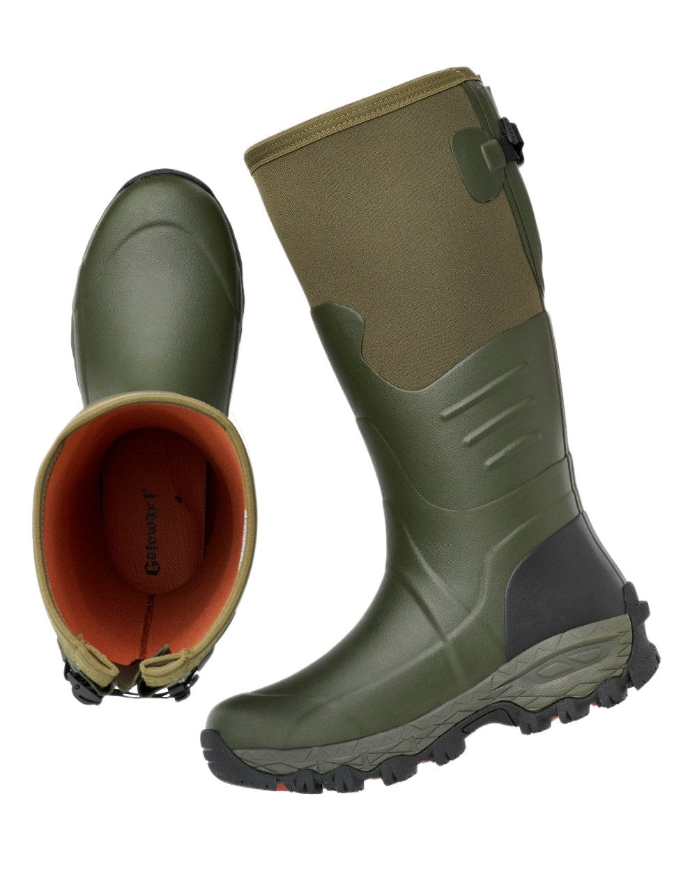 Khaki Coloured Gateway1 Woodwalker Wide 18&quot; 4mm Wellingtons on white background 