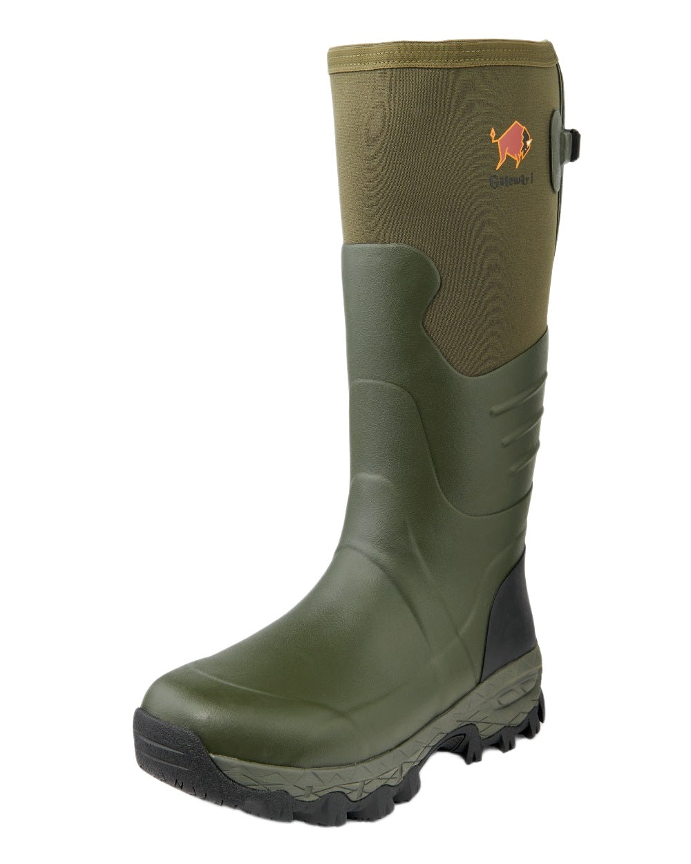 Khaki Coloured Gateway1 Woodwalker Wide 18&quot; 4mm Wellingtons on white background 
