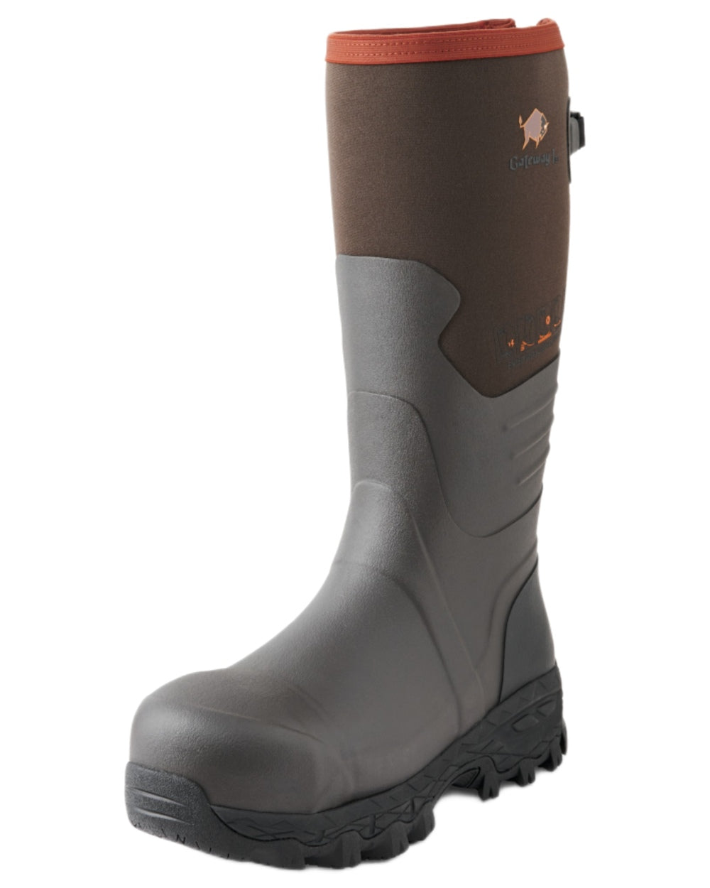 Brown coloured Gateway1 Country 17" 4mm Nano ST PR Wellingtons on white background 