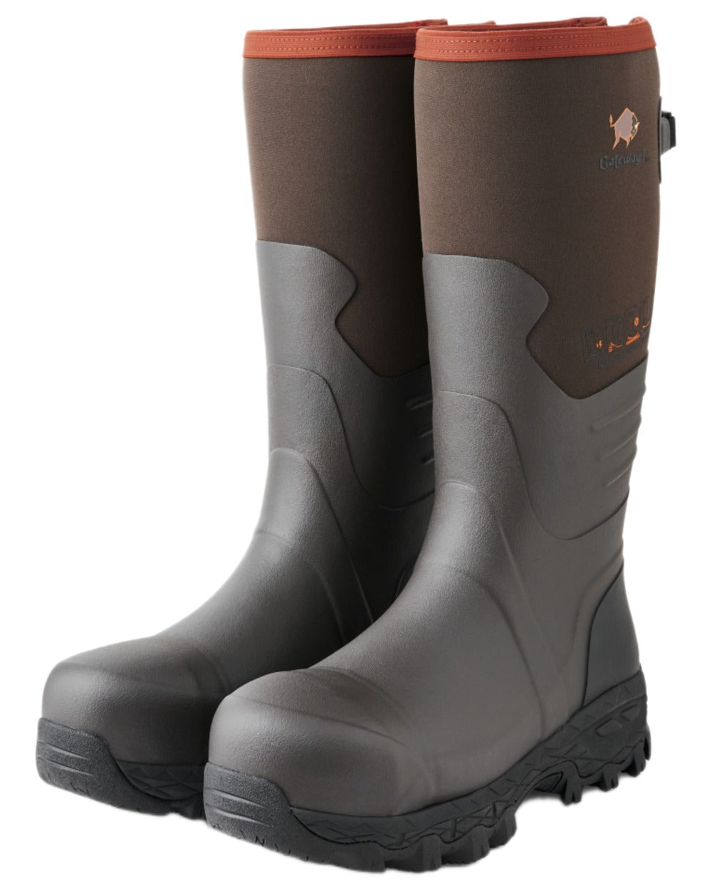 Brown coloured Gateway1 Country 17" 4mm Nano ST PR Wellingtons on white background 