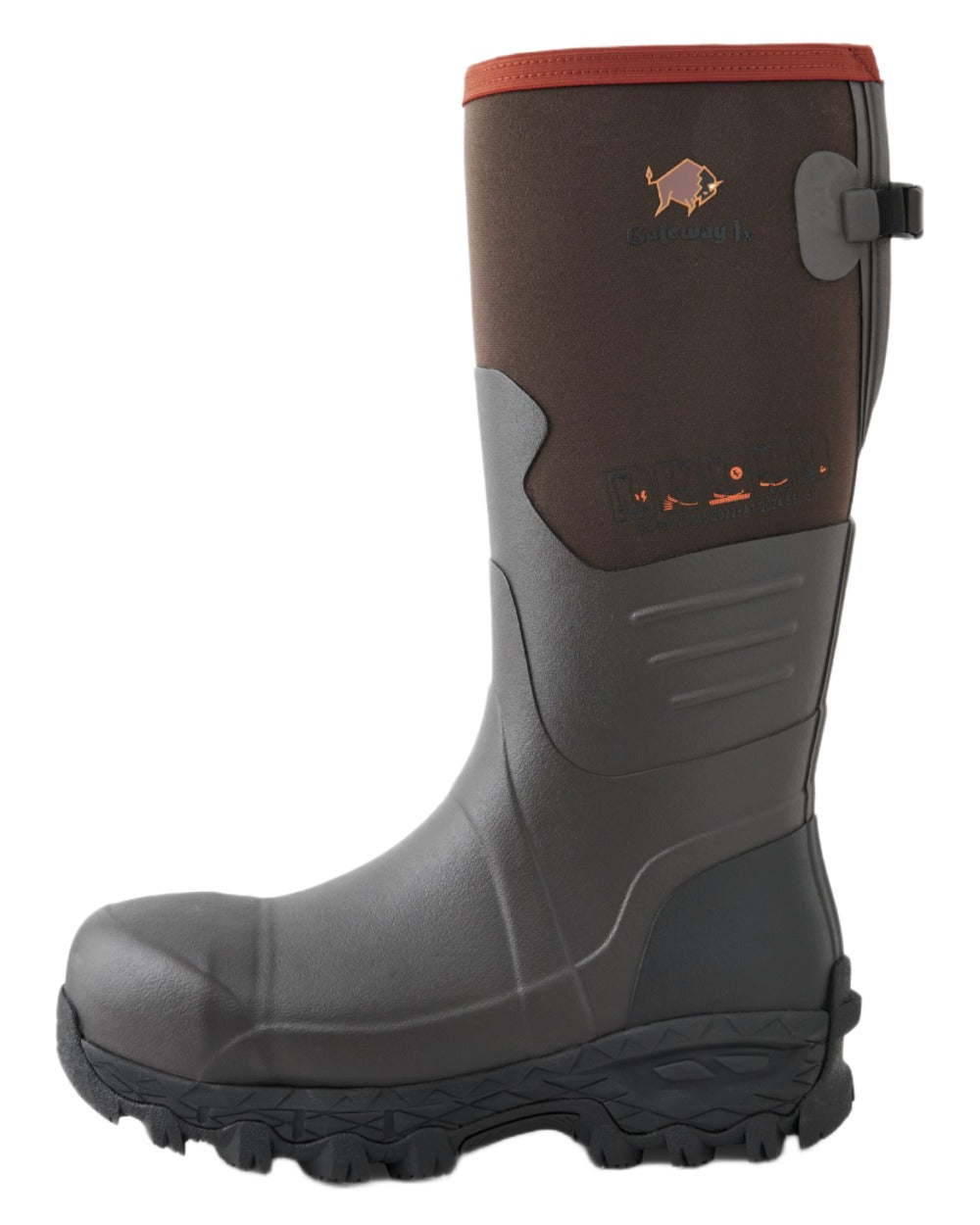Brown coloured Gateway1 Country 17" 4mm Nano ST PR Wellingtons on white background 