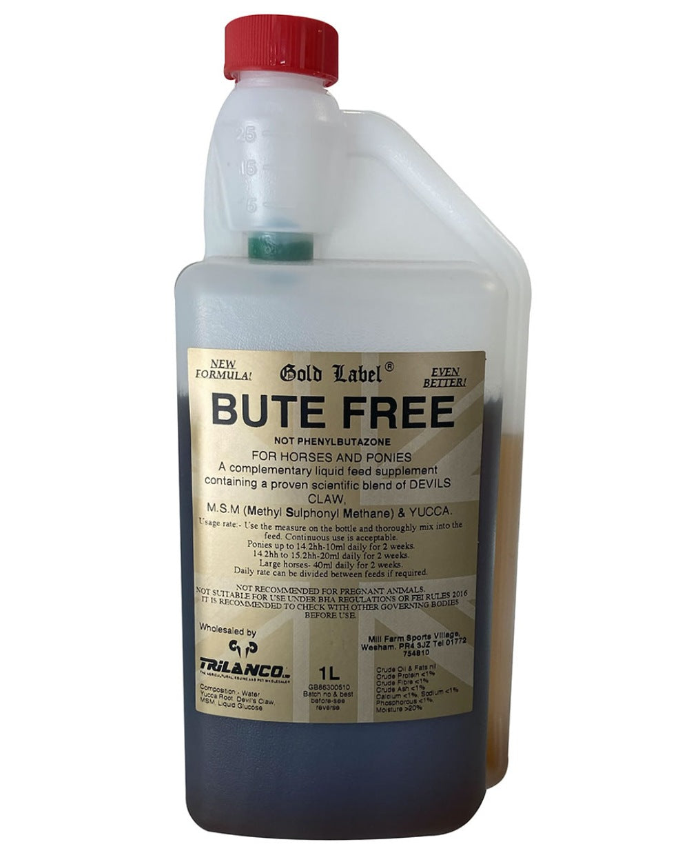 Gold Label Bute Free 1L on white background