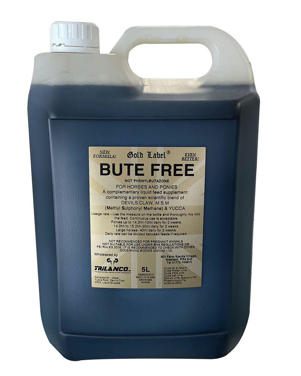 Gold Label Bute Free 5L on white background