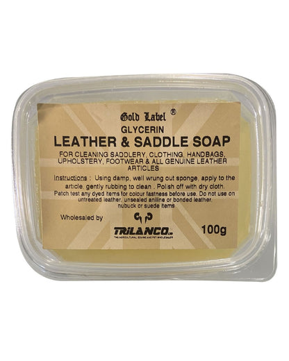 Gold Label Glycerin Leather And Saddle Soap 100g on white background