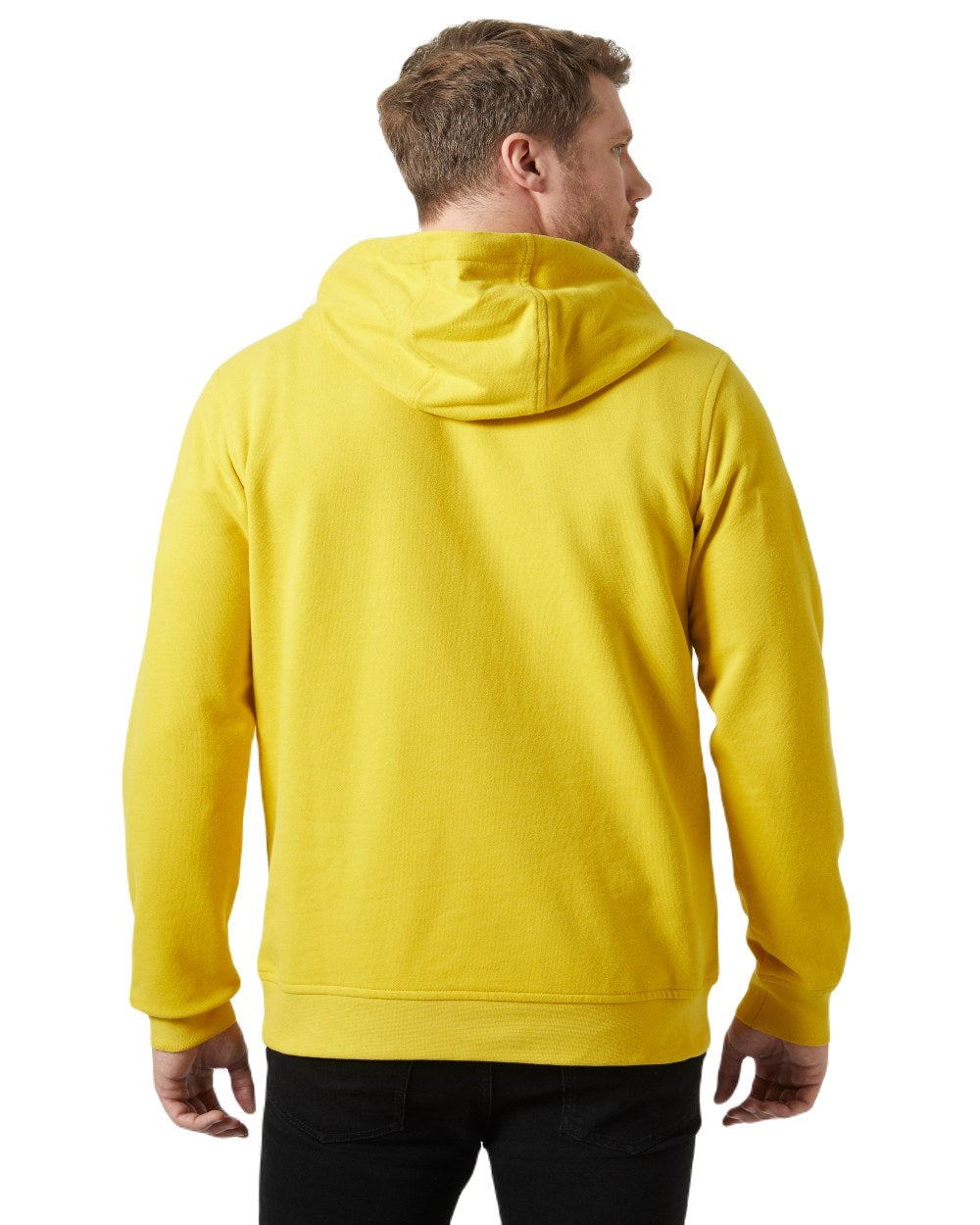 Gold Rush Coloured Helly Hansen Mens Logo Hoodie On A White Background 