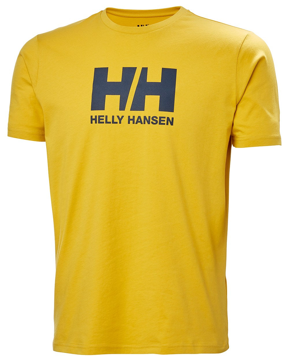 Gold Rush Coloured Helly Hansen Mens Logo T-Shirt On A White Background 