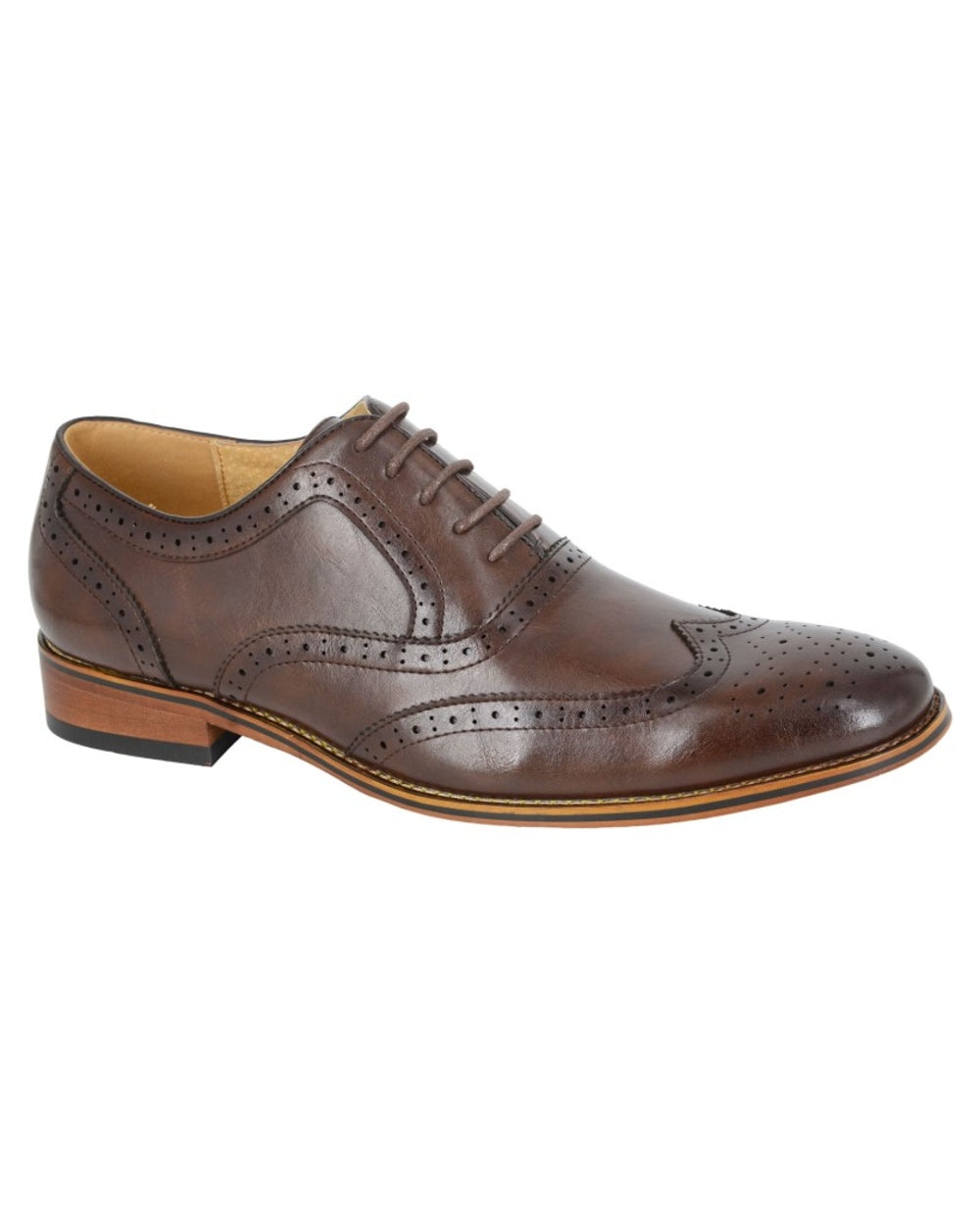 Dark Brown coloured Goor Mens Brushed 5 Eyelet Oxford Brogue Shoes on white background 