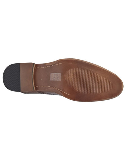 Oxblood coloured Goor Mens Burnished 5 Eye Wing Capped Brogue Oxford Shoes on white background 