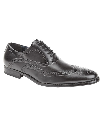 Black coloured Goor Mens PU 5 Eye Brogue Oxford Shoes on white background 