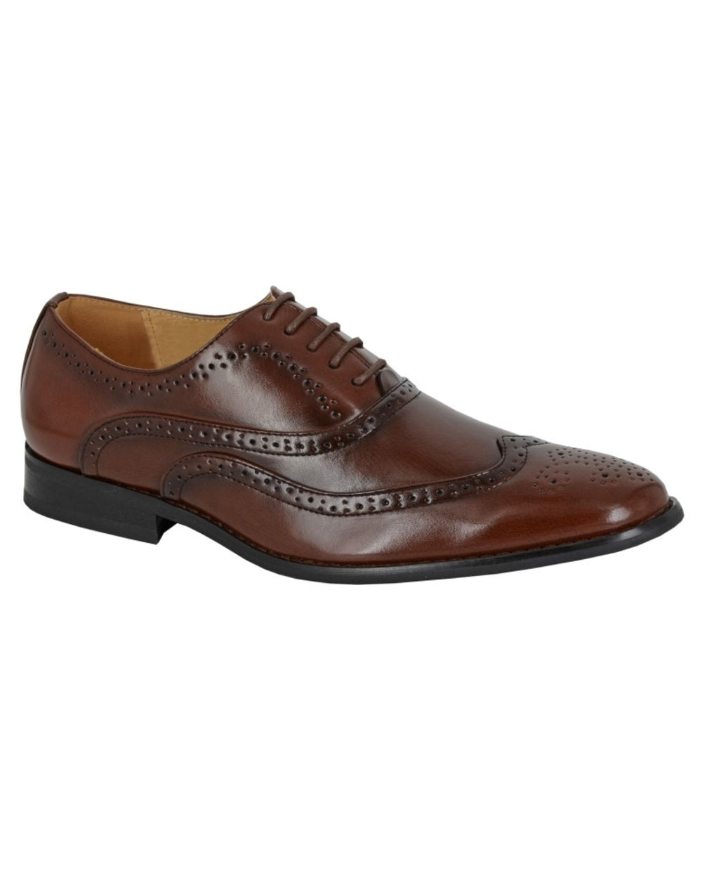 Brown coloured Goor Mens PU 5 Eye Brogue Oxford Shoes on white background 