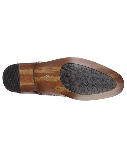 Brown coloured Goor Mens PU 5 Eye Brogue Oxford Shoes on white background 