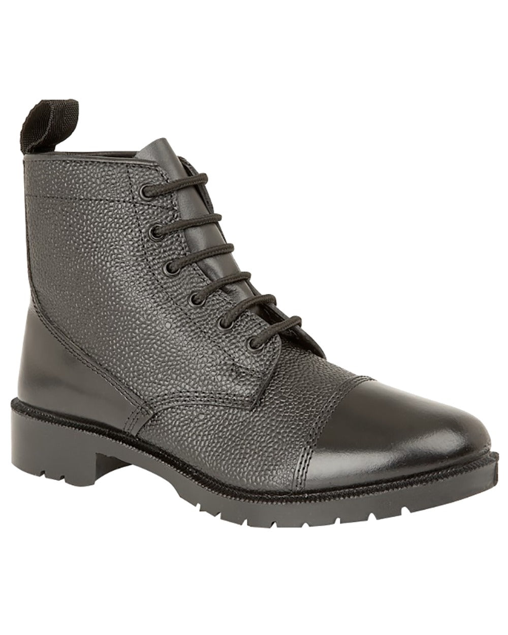 Grafters 6 Eye Grain Leather Cadet Boots with Shiney Smooth Toe 