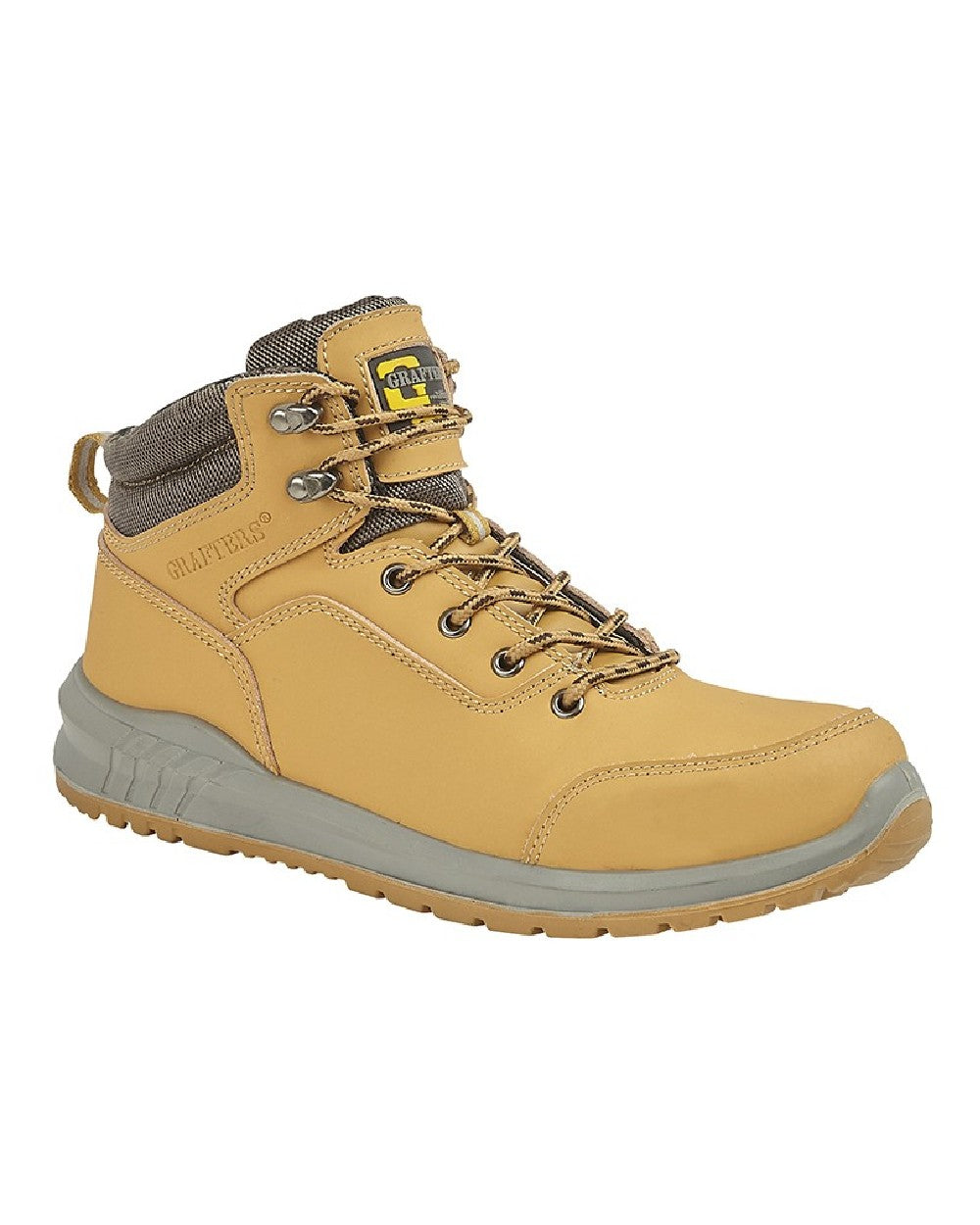 Honey coloured Grafters Action Nubuck Safety Ankle Boots on white background 