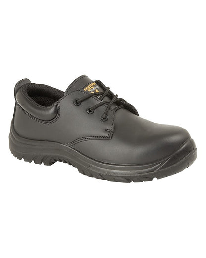 Black coloured Grafters Fully Composite Non-Metal Safety Shoes on white background 