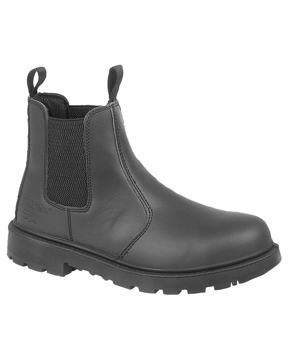 Black coloured Grafters Grinder Chelsea Safety Boot on white background 