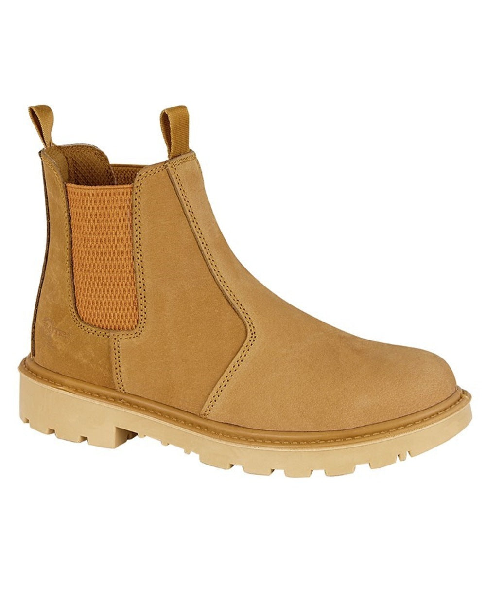 Honey coloured Grafters Grinder Chelsea Safety Boot on white background 