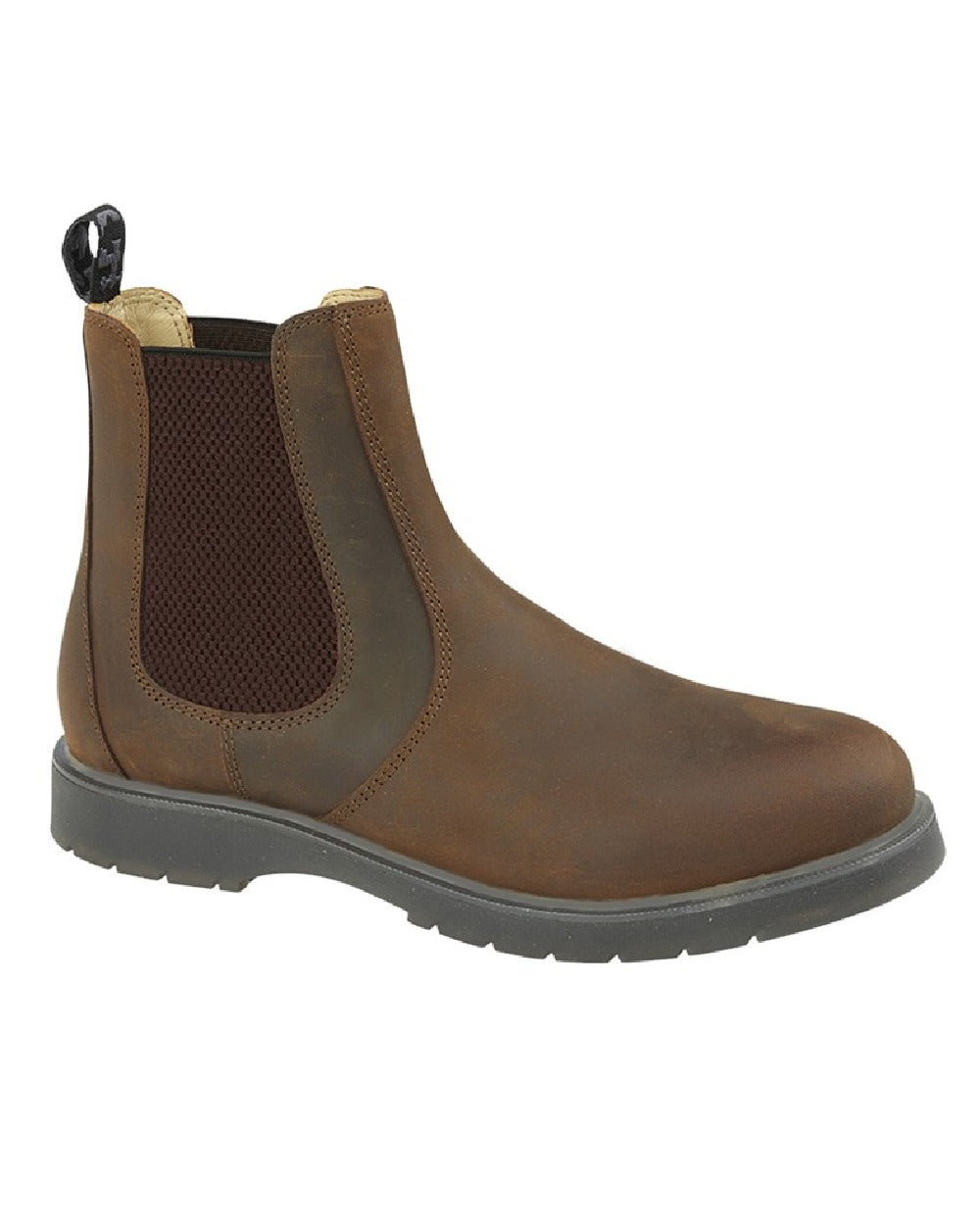 Brown coloured Grafters Gusset Chelsea Boots on white background 