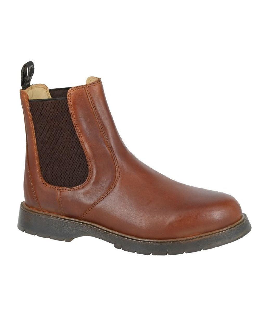 Tan coloured Grafters Gusset Chelsea Boots on white background 