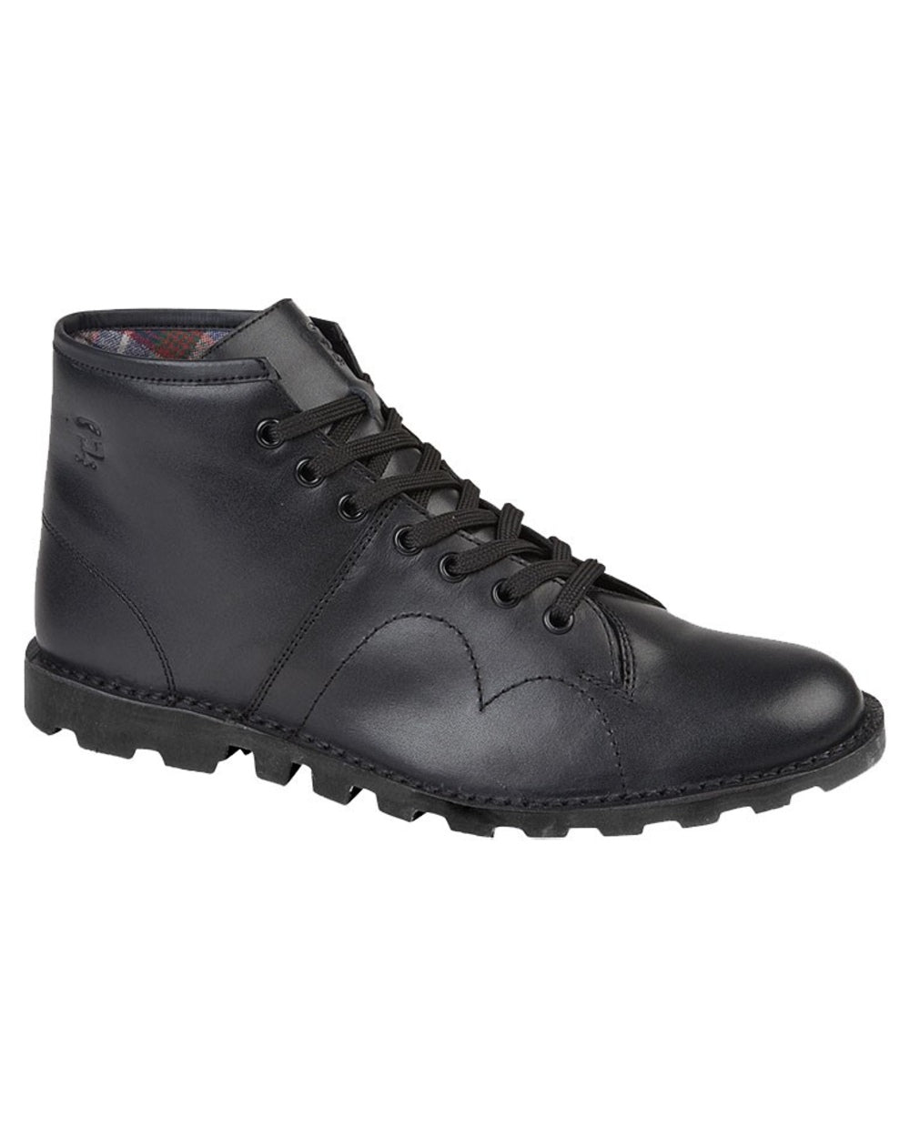 Black coloured Grafters Heritage Monkey Boots on white background 