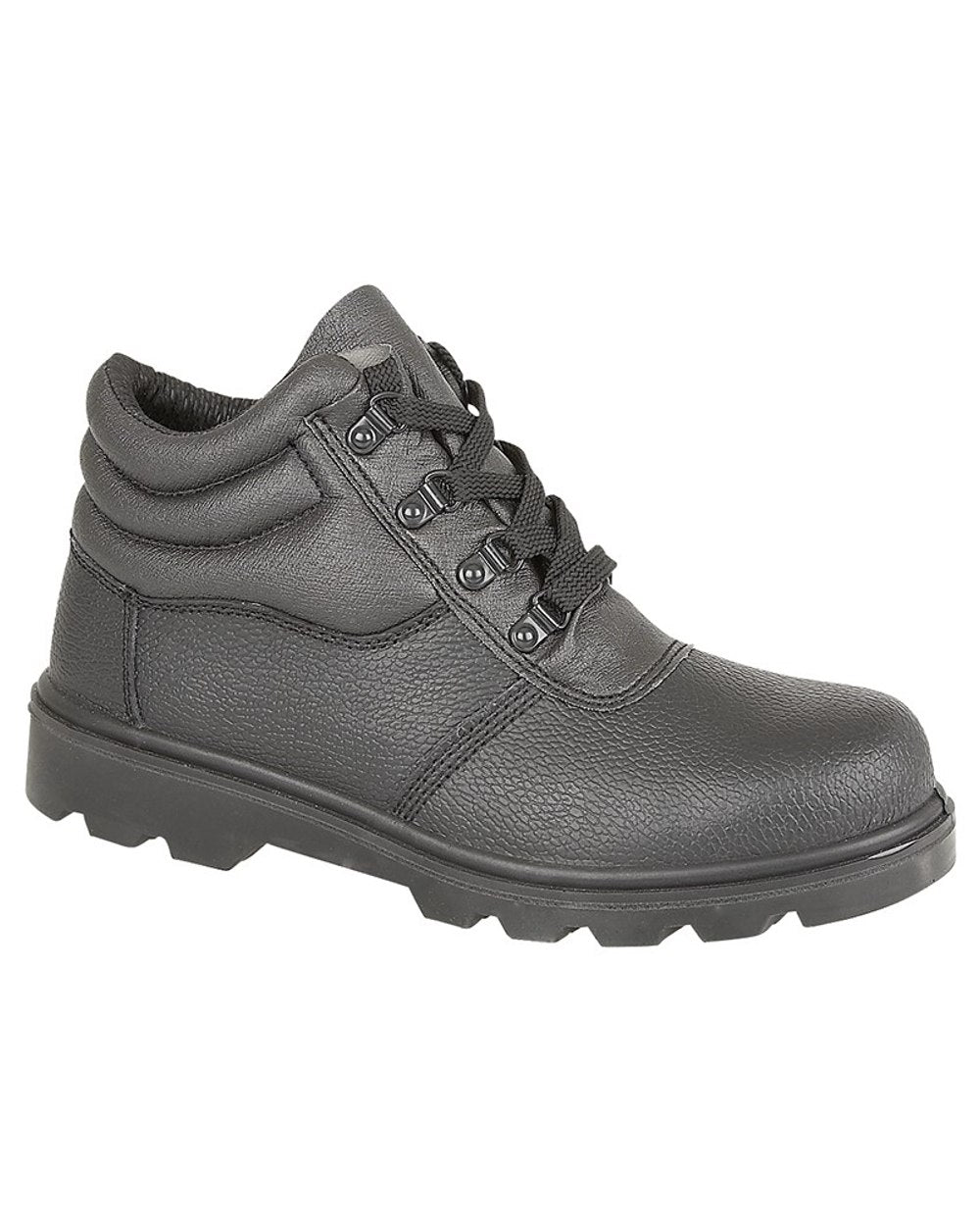 Black coloured Grafters Treaded Safety Boots on white background