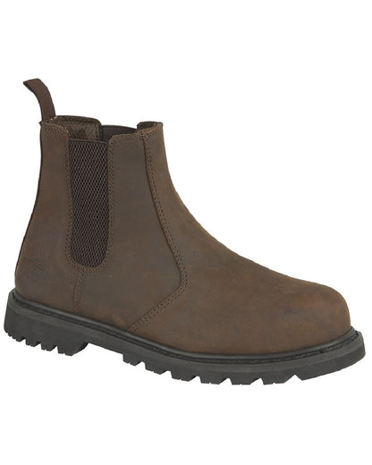 Brown coloured Grafters Chelsea Safety Boot on white background