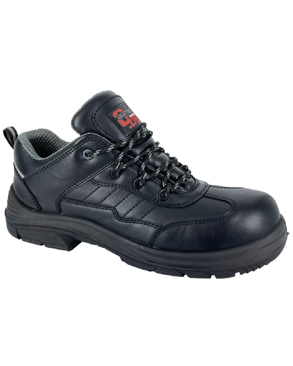 Grafters Super Wide Steel Toe Cap Leather Safety Trainers in Black