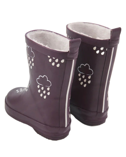 Amethyst Purple coloured Grass &amp; Air Childrens Colour-Changing Wellies on white background 