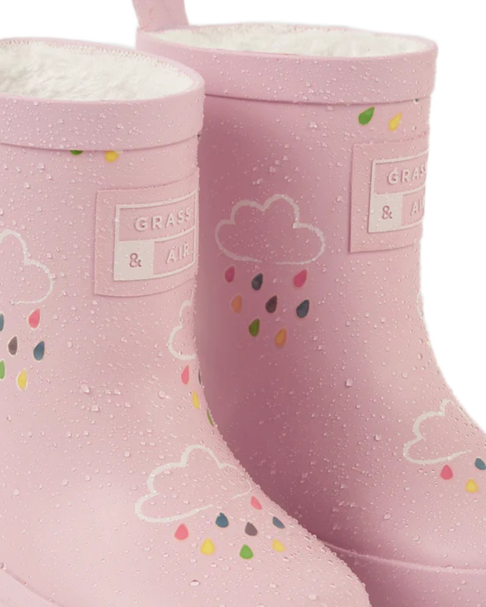 Baby Pink coloured Grass &amp; Air Childrens Colour-Changing Wellies on white background 