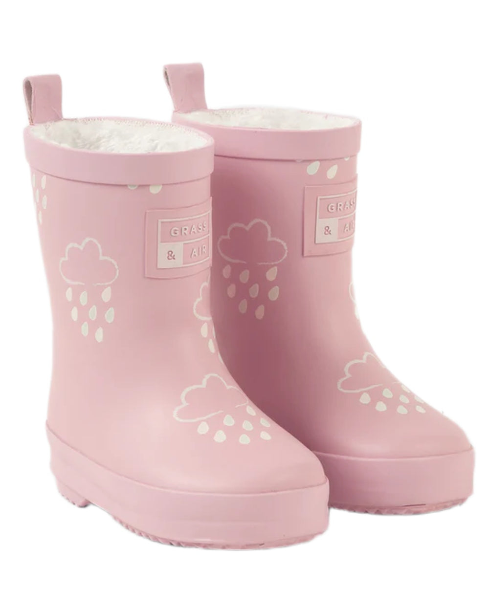 Baby Pink coloured Grass &amp; Air Childrens Colour-Changing Wellies on white background 