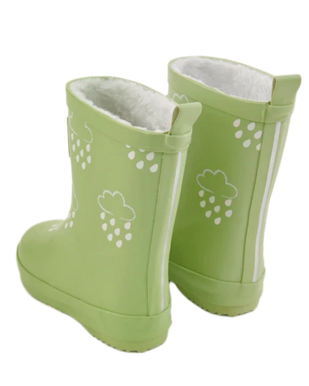Glacial Green coloured Grass &amp; Air Childrens Colour-Changing Wellies on white background 