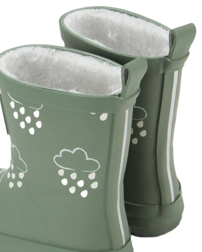 Khaki coloured Grass &amp; Air Childrens Colour-Changing Wellies on white background 