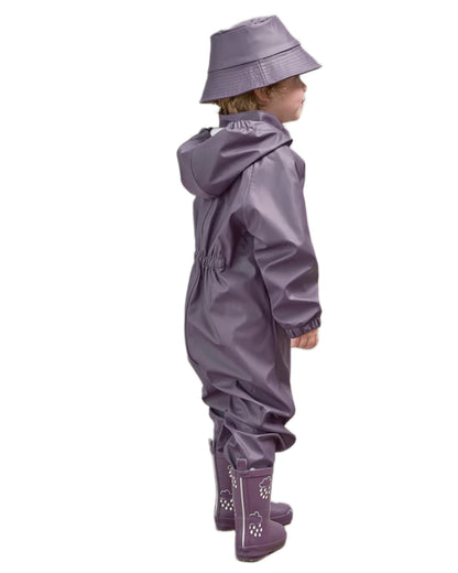 Amethyst Purple coloured Grass &amp; Air Childrens Puddle Suit on white background 