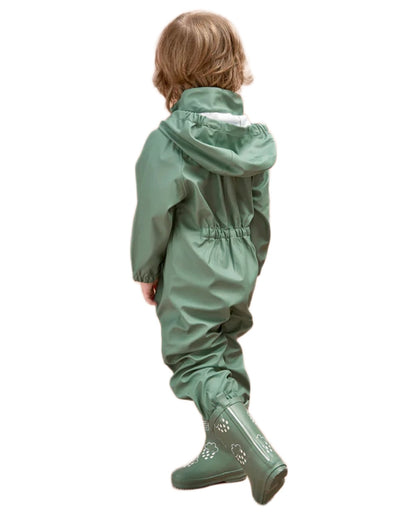 Khaki Green coloured Grass &amp; Air Childrens Puddle Suit on white background 