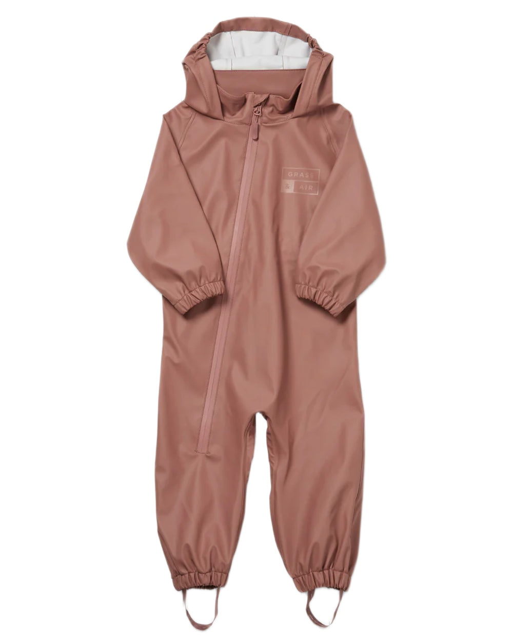 Rose coloured Grass &amp; Air Childrens Puddle Suit on white background 